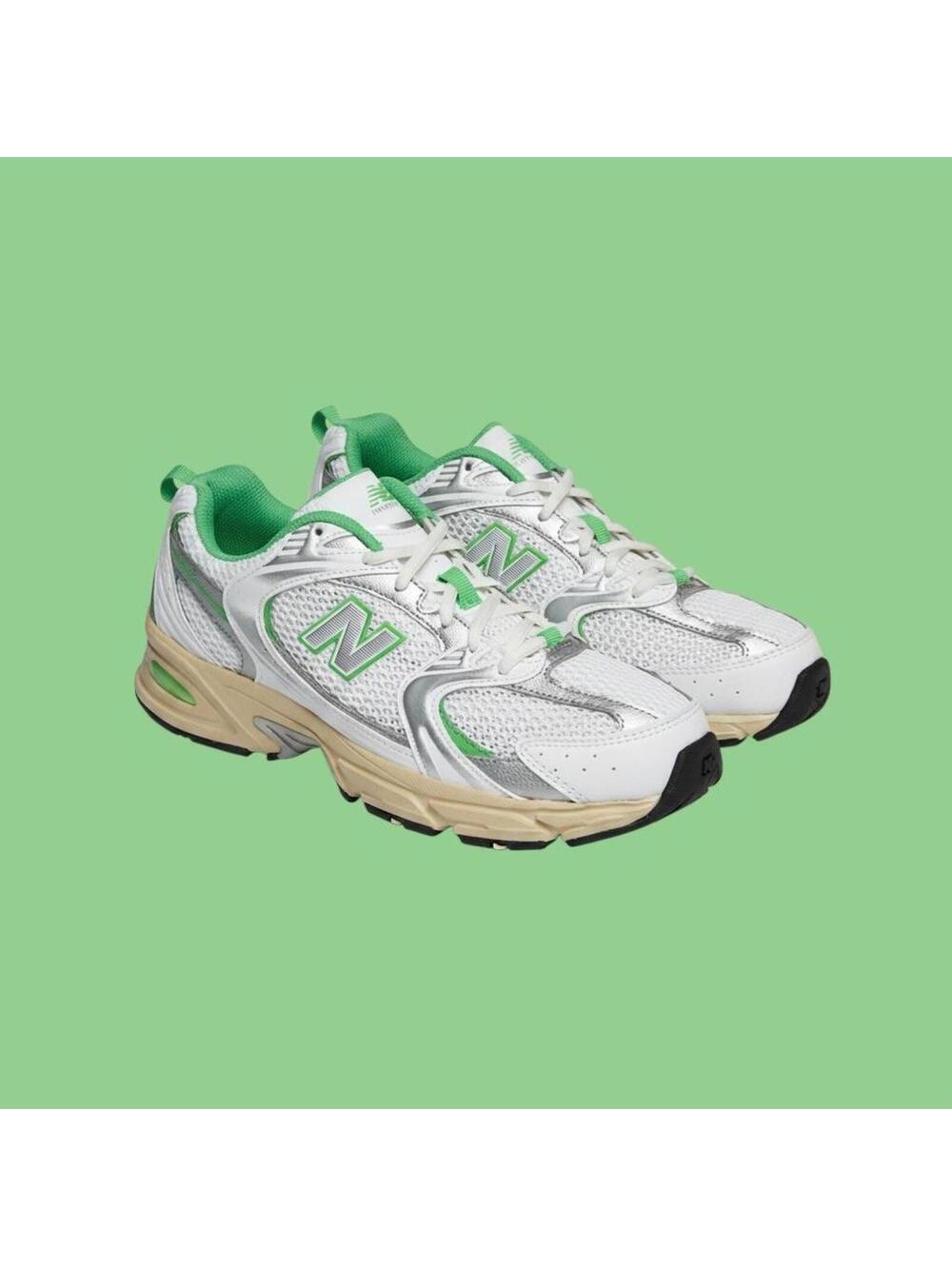 New Balance 530 White and Green Sneakers